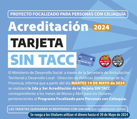 Nueva acreditación de la Tarjeta Sin Tacc