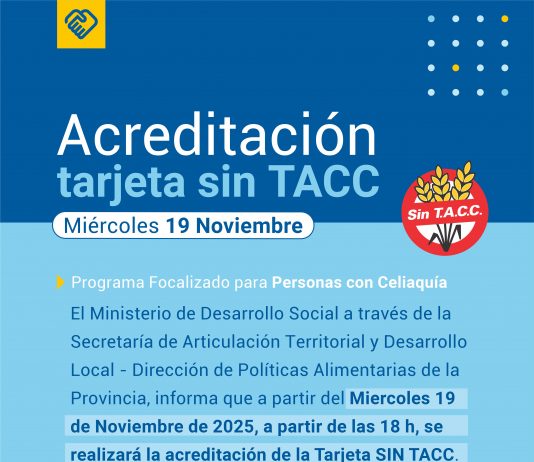 NUEVA ACREDITACIÓN DE LA TARJETA SIN TACC