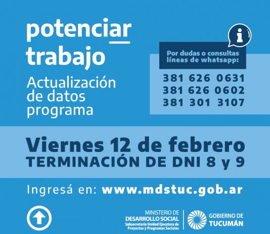 Actualización de datos Potenciar Trabajo: hoy corresponde a titulares con DNI finalizados en 8 y 9