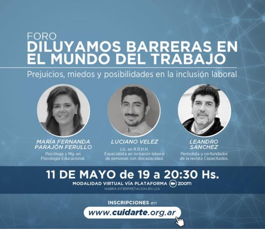 Invitan al foro virtual “Diluyamos las barreras en el mundo del trabajo”