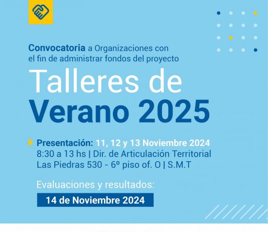 CONVOCATORIA A ORGANIZACIONES PARA ADMINISTRAR FONDOS DEL PROYECTO “TALLERES DE VERANO 2025”