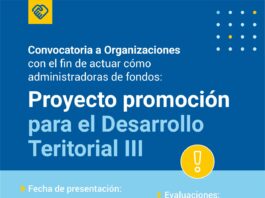 Convocatoria a organizaciones para el proyecto “Promoción para el Desarrollo Territorial III”